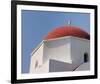 Greece Mykonos Red-Dome Church-null-Framed Art Print