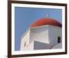 Greece Mykonos Red-Dome Church-null-Framed Art Print