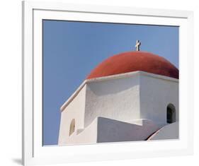 Greece Mykonos Red-Dome Church-null-Framed Art Print