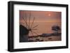 Greece, Mykonos, Sunset over Cruise Liner and Windmill-Walter Bibikow-Framed Photographic Print