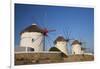 Greece, Mykonos. Windmills along the water-Hollice Looney-Framed Photographic Print