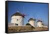 Greece, Mykonos. Windmills along the water-Hollice Looney-Framed Stretched Canvas