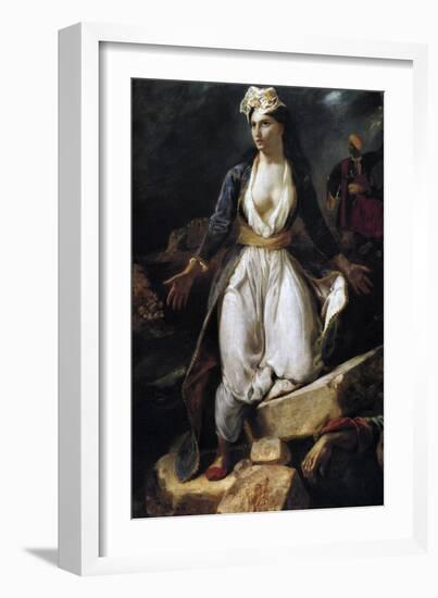 Greece on the Ruins of Missolonghi, 1826-Eugene Delacroix-Framed Giclee Print