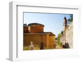 Greece, Paxos. Byzantine Church of Ipapanti Has Two Flattened Cupolas and Impressive Highbell Tower-John Warburton-lee-Framed Photographic Print