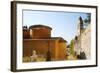 Greece, Paxos. Byzantine Church of Ipapanti Has Two Flattened Cupolas and Impressive Highbell Tower-John Warburton-lee-Framed Photographic Print