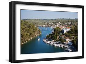 Greece, Paxos. Yachts and Pleasure Boats Moored in the Entrance to Gaios Harbour-John Warburton-lee-Framed Photographic Print