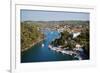 Greece, Paxos. Yachts and Pleasure Boats Moored in the Entrance to Gaios Harbour-John Warburton-lee-Framed Photographic Print