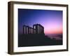 Greece, Peloponnes, Cape Sunion, Poseidon Temple, Silhouette, Dusk-Thonig-Framed Photographic Print