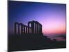 Greece, Peloponnes, Cape Sunion, Poseidon Temple, Silhouette, Dusk-Thonig-Mounted Photographic Print