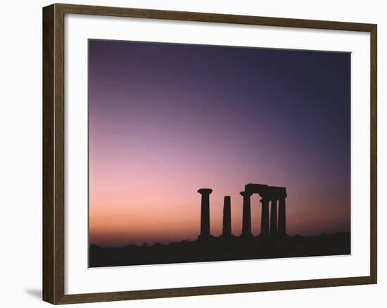 Greece, Peloponnes, Corinth, Apollon Temple, Silhouette, Morning Light-Thonig-Framed Photographic Print