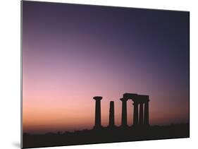 Greece, Peloponnes, Corinth, Apollon Temple, Silhouette, Morning Light-Thonig-Mounted Photographic Print