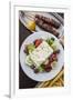 Greece, Peloponnese, Corinth, Greek Salad with Souvlaki and Fries-Walter Bibikow-Framed Photographic Print