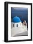 Greece, Santorini. Blue dome and bell tower-Hollice Looney-Framed Photographic Print