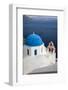 Greece, Santorini. Blue dome and bell tower-Hollice Looney-Framed Photographic Print