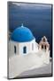 Greece, Santorini. Blue dome and bell tower-Hollice Looney-Mounted Photographic Print