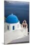 Greece, Santorini. Blue dome and bell tower-Hollice Looney-Mounted Photographic Print