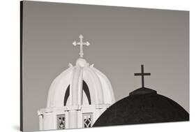 Greece, Santorini. Church Steeples and Crosses-Bill Young-Stretched Canvas