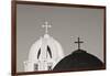 Greece, Santorini. Church Steeples and Crosses-Bill Young-Framed Photographic Print