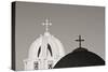 Greece, Santorini. Church Steeples and Crosses-Bill Young-Stretched Canvas