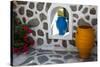 Greece, Santorini. Flower pots decorating a courtyard-Hollice Looney-Stretched Canvas