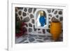 Greece, Santorini. Flower pots decorating a courtyard-Hollice Looney-Framed Photographic Print