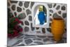 Greece, Santorini. Flower pots decorating a courtyard-Hollice Looney-Mounted Photographic Print