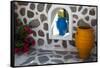 Greece, Santorini. Flower pots decorating a courtyard-Hollice Looney-Framed Stretched Canvas