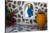 Greece, Santorini. Flower pots decorating a courtyard-Hollice Looney-Stretched Canvas