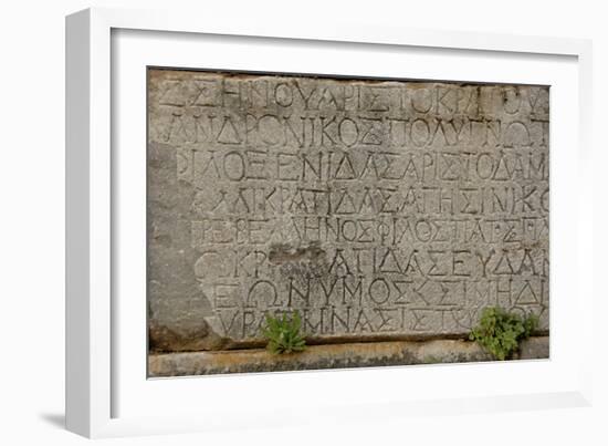 Greece. Sparta. Inscription on the Stone. Greek Writing-null-Framed Giclee Print