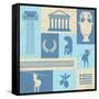 Greece Symbols And Landmarks On Retro Poster-radubalint-Framed Stretched Canvas