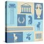 Greece Symbols And Landmarks On Retro Poster-radubalint-Stretched Canvas
