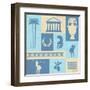 Greece Symbols And Landmarks On Retro Poster-radubalint-Framed Art Print