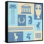 Greece Symbols And Landmarks On Retro Poster-radubalint-Framed Stretched Canvas