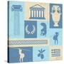 Greece Symbols And Landmarks On Retro Poster-radubalint-Stretched Canvas