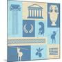 Greece Symbols And Landmarks On Retro Poster-radubalint-Mounted Art Print