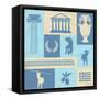 Greece Symbols And Landmarks On Retro Poster-radubalint-Framed Stretched Canvas