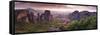 Greece, Thessaly, Meteora, Panoramic View of Meteora and Holy Monastery of Rousanou-Michele Falzone-Framed Stretched Canvas