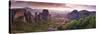 Greece, Thessaly, Meteora, Panoramic View of Meteora and Holy Monastery of Rousanou-Michele Falzone-Stretched Canvas