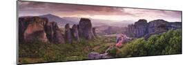 Greece, Thessaly, Meteora, Panoramic View of Meteora and Holy Monastery of Rousanou-Michele Falzone-Mounted Photographic Print