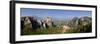 Greece, Thessaly, Meteora, Panoramic View of Meteora and Holy Monastery of Rousanou-Michele Falzone-Framed Photographic Print