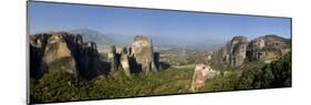 Greece, Thessaly, Meteora, Panoramic View of Meteora and Holy Monastery of Rousanou-Michele Falzone-Mounted Photographic Print