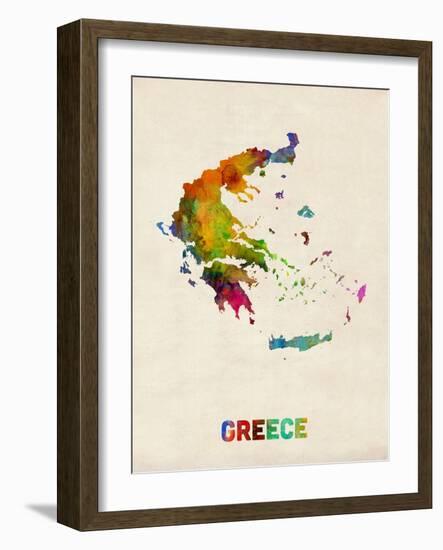 Greece Watercolor Map-Michael Tompsett-Framed Art Print