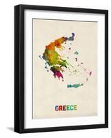 Greece Watercolor Map-Michael Tompsett-Framed Art Print