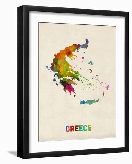 Greece Watercolor Map-Michael Tompsett-Framed Art Print