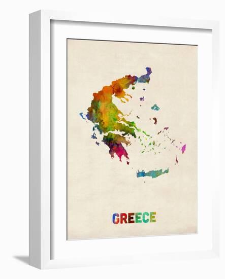 Greece Watercolor Map-Michael Tompsett-Framed Art Print