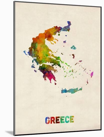 Greece Watercolor Map-Michael Tompsett-Mounted Art Print