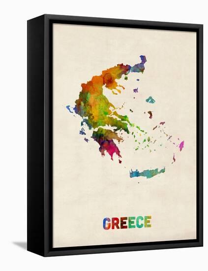Greece Watercolor Map-Michael Tompsett-Framed Stretched Canvas