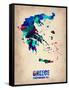 Greece Watercolor Poster-NaxArt-Framed Stretched Canvas