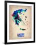 Greece Watercolor Poster-NaxArt-Framed Art Print