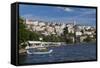 Greece, West Macedonia, Kastoria, View of Town by Lake Orestiada-Walter Bibikow-Framed Stretched Canvas